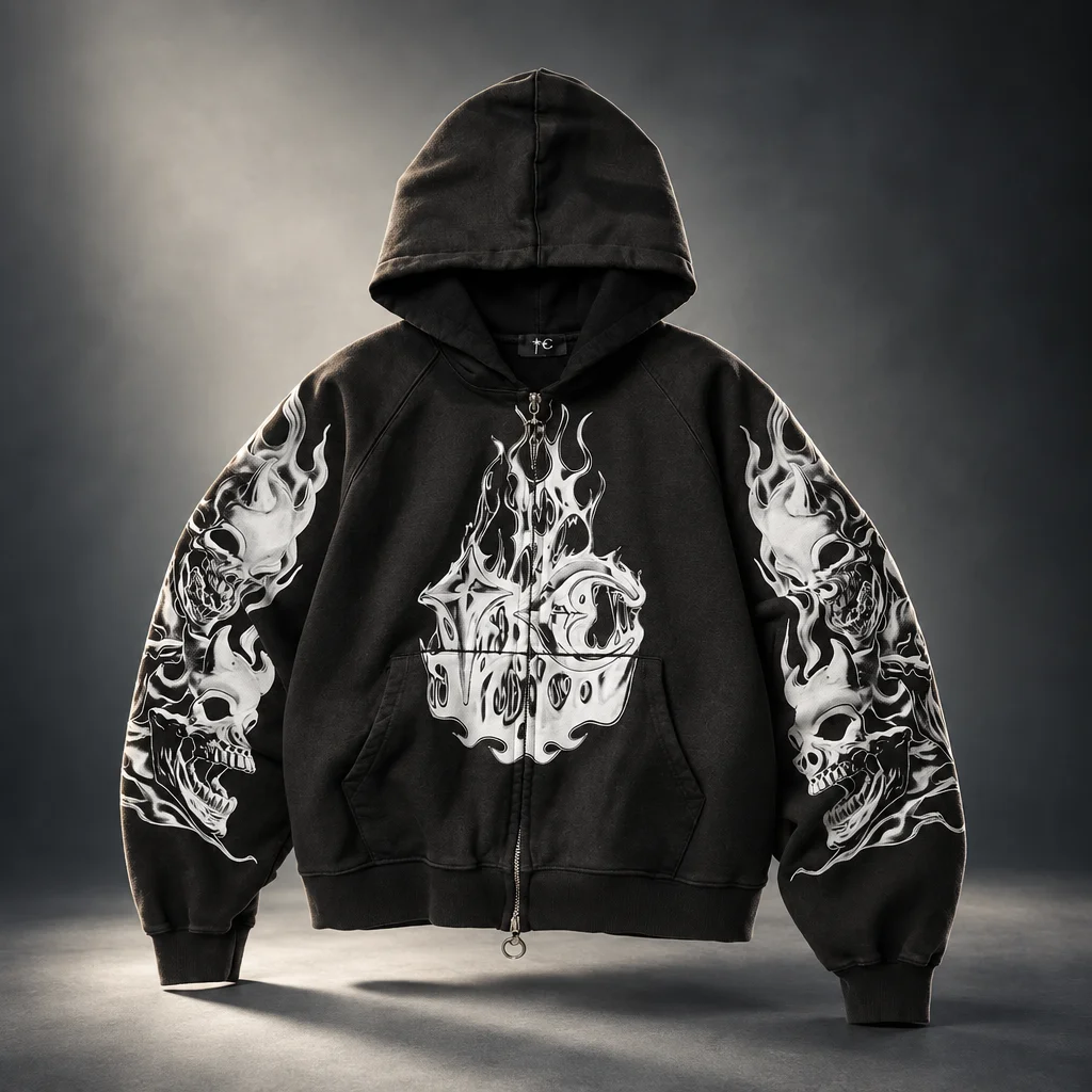 Thug Club Black Six Riding Skull Zip-Up Hoodie