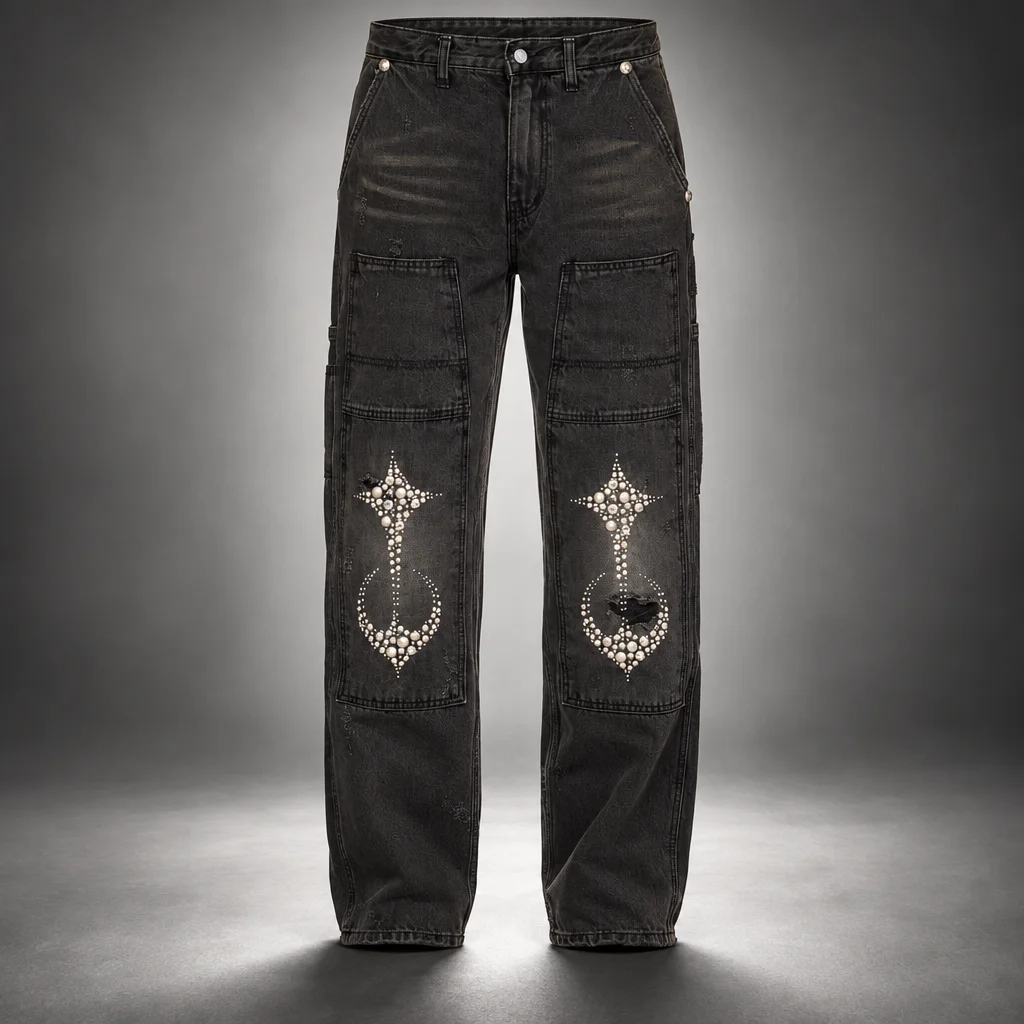 Thug Club Black Studded Knee Carpenter Jeans