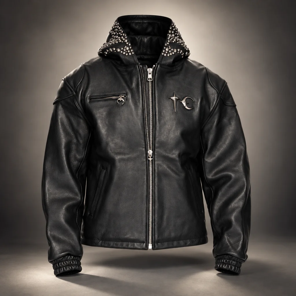 Thug Club Black TC Hothead Three Riding Skull Leather Jacket