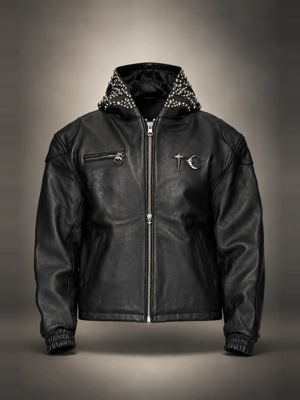 Thug Club Black TC Hothead Three Riding Skull Leather Jacket