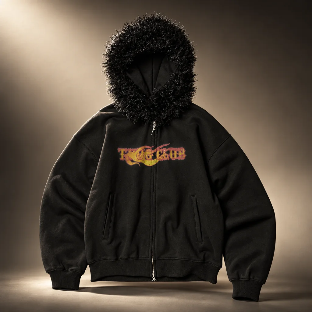 Thug Club Black TC Two Face Fur Zip-Up Hoodie