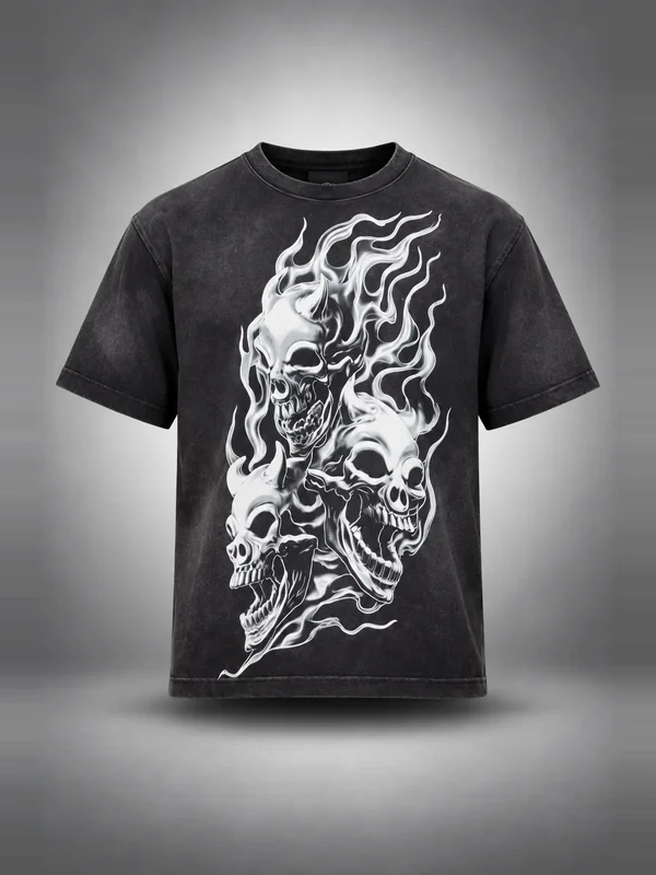 Thug Club Black Three Riding Skull Dirt T-shirt