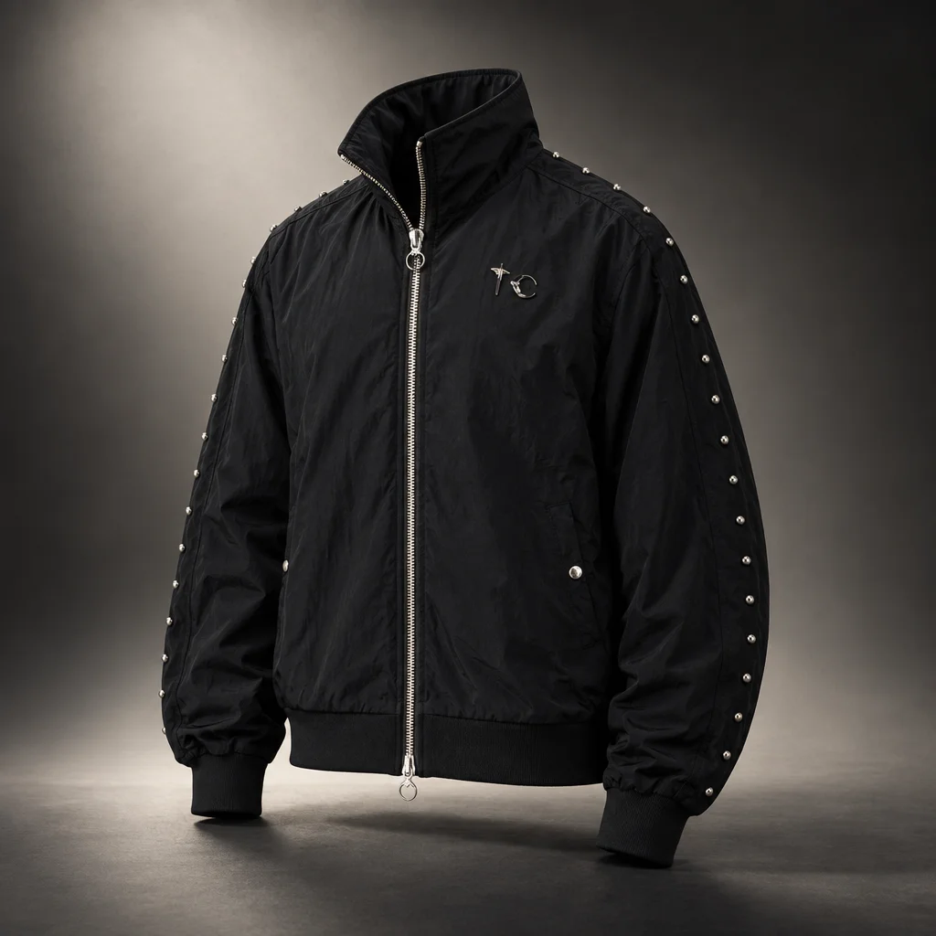 Thug Club Black Triple Line Stud Track Jacket
