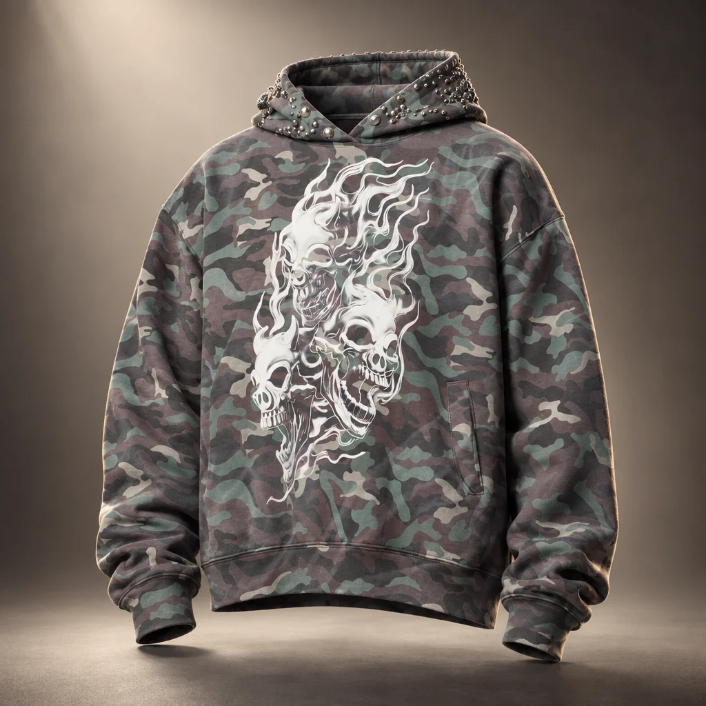 Thug Club Gray Hotheaded Riding Skull Hoodie