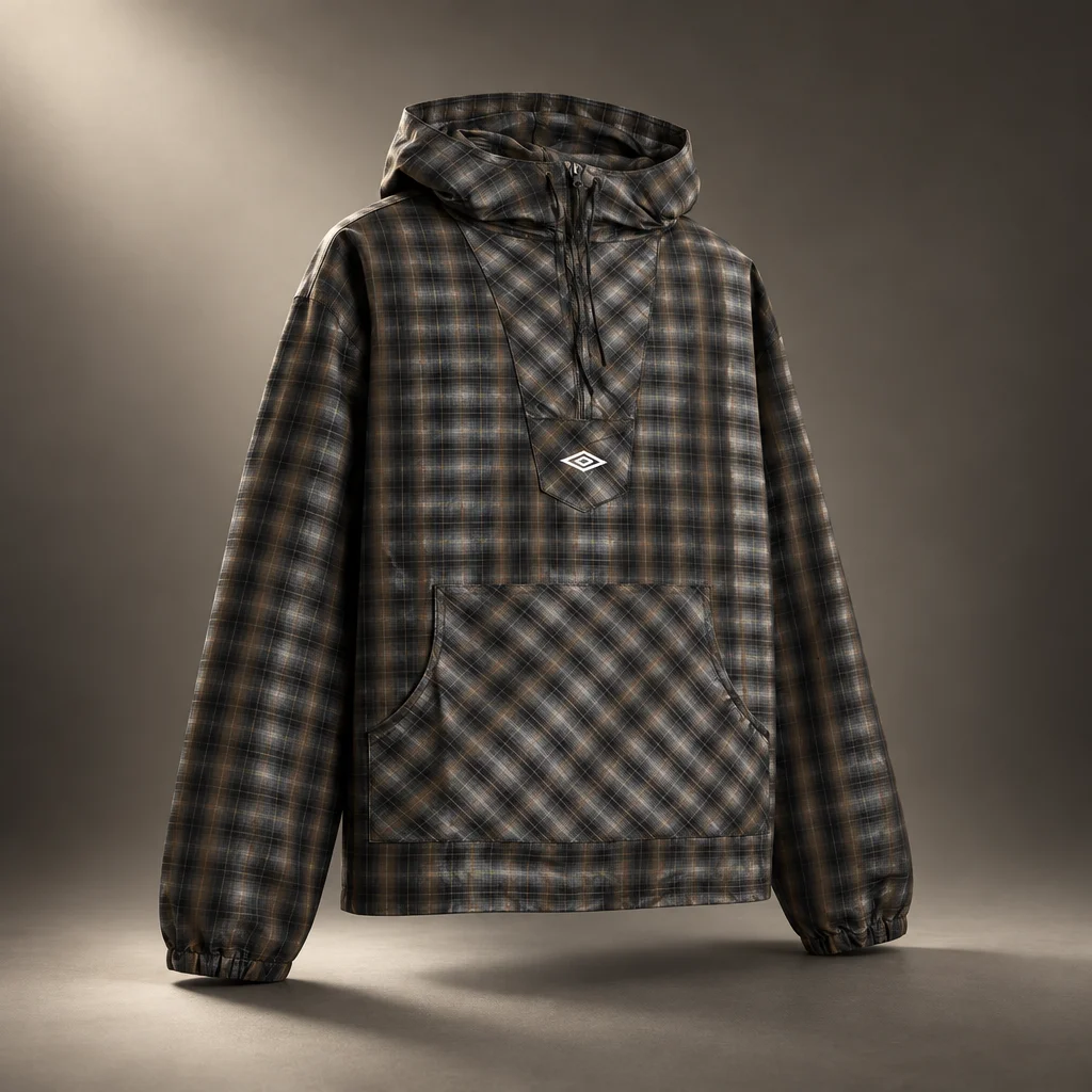Umbro by Slam Jam Checked Masked Anorak - Dark Grey & Black
