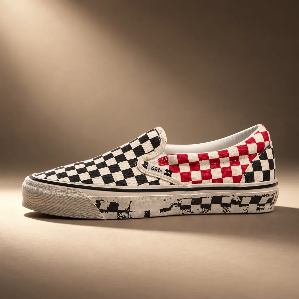 Vans A.O.D. LX Classic Slip-On 98 Black & Red Checkerboard