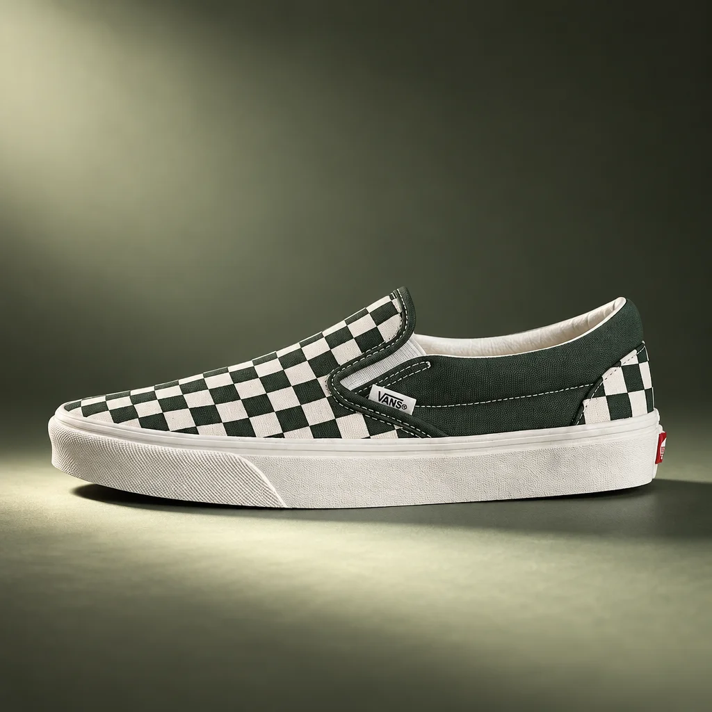 Vans Classic Slip-On Shoe Checkerboard Oil Green