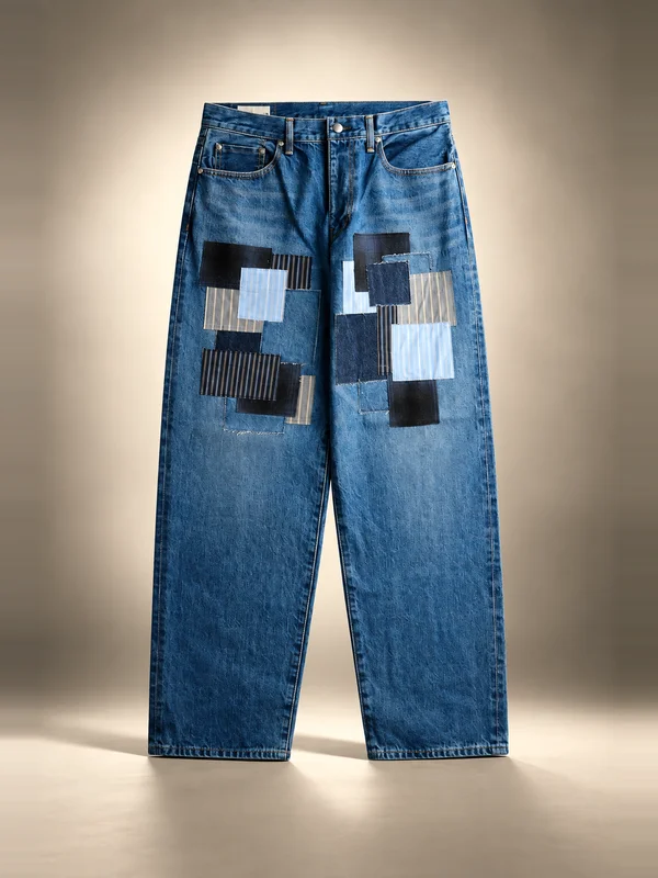 vowels Baggy Denim Jean - Bleached Indigo