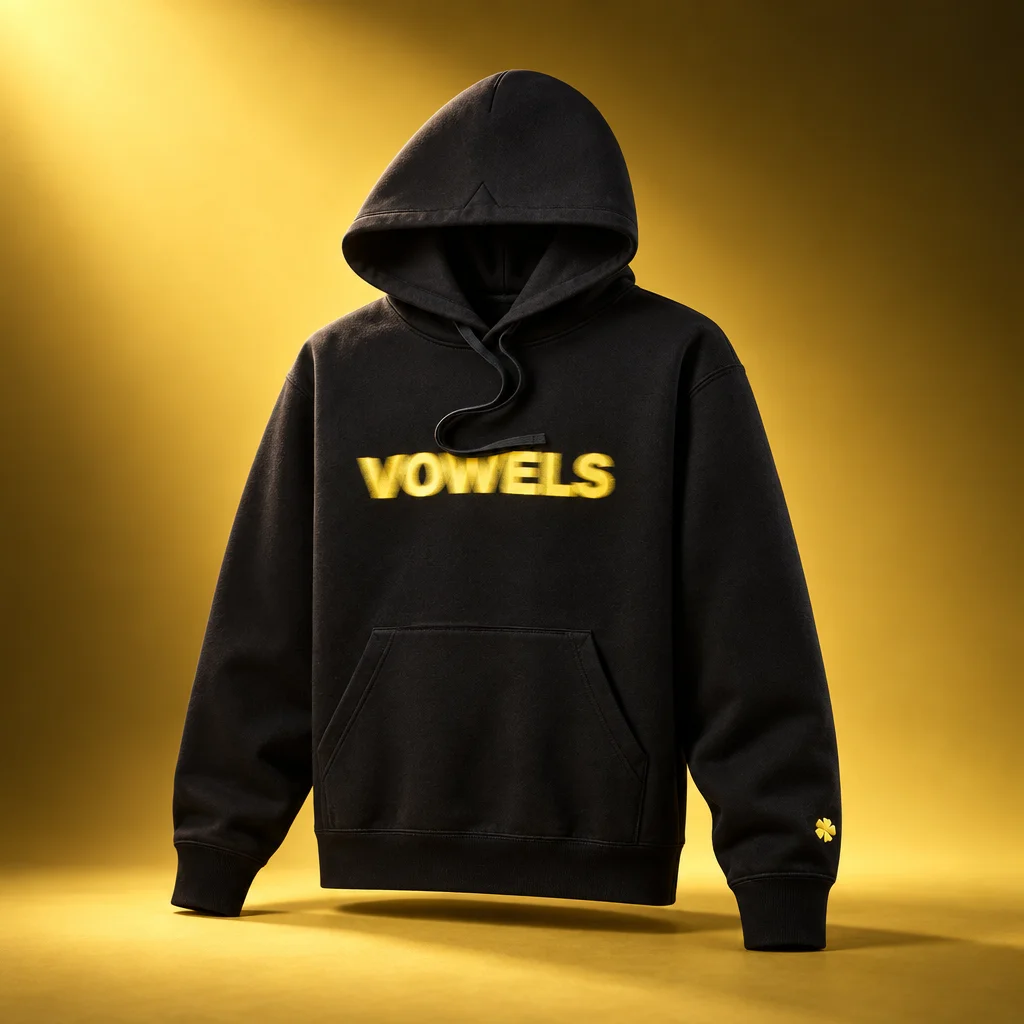 vowels Blur Hoodie - Black / Yellow