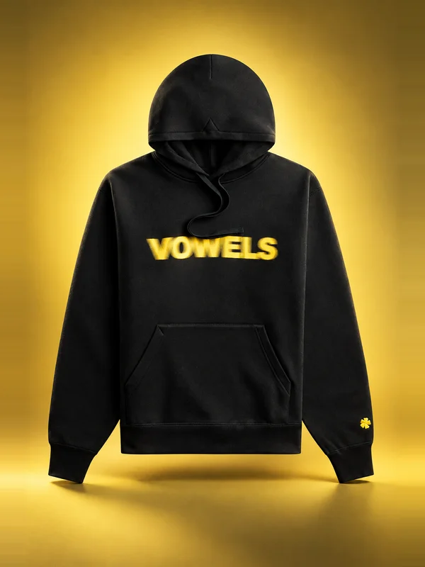 vowels Blur Hoodie - Black / Yellow