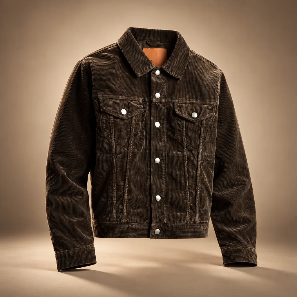vowels Corduroy Trucker Jacket - Brown
