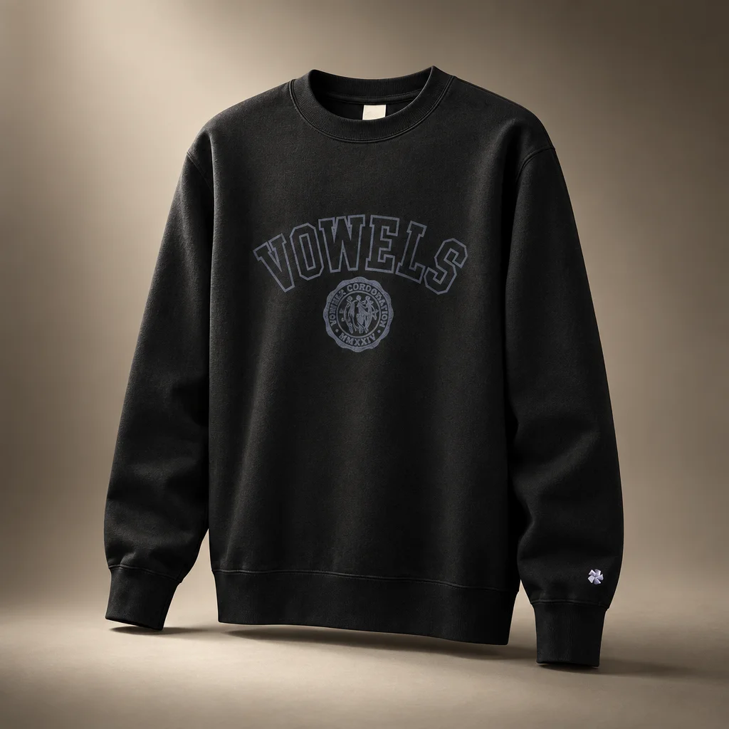 vowels Faded Collegiate Crewneck - Black