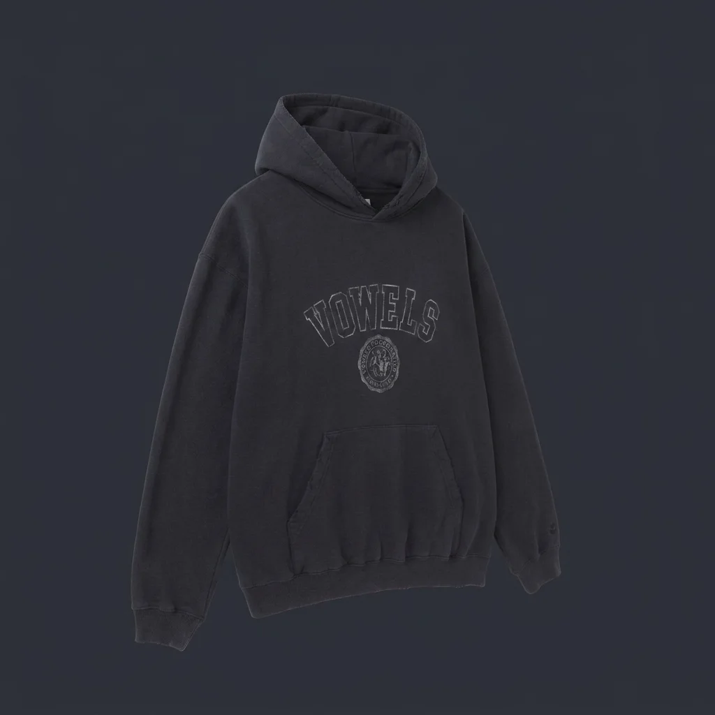 vowels Faded Collegiate Hoodie - Black
