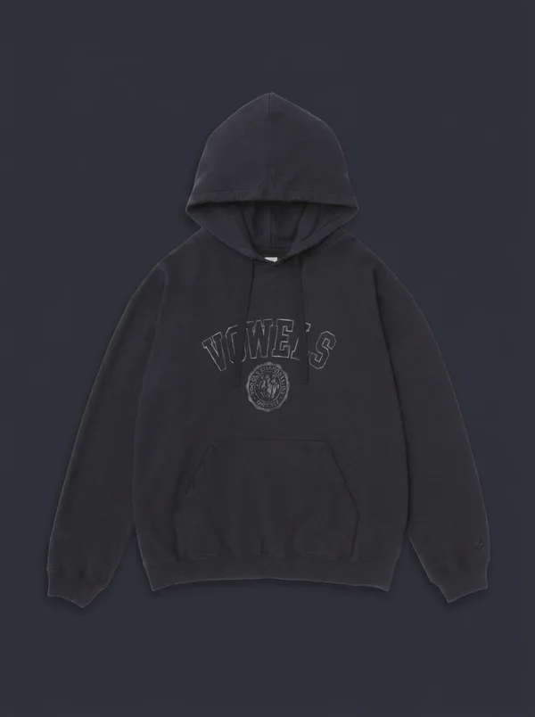 vowels Faded Collegiate Hoodie - Black