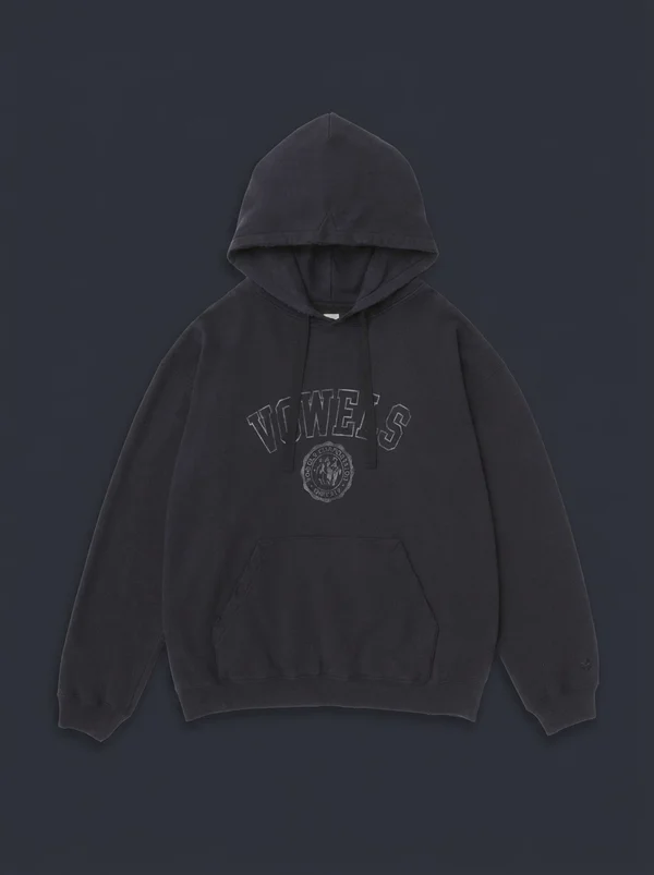 vowels Faded Collegiate Hoodie - Black