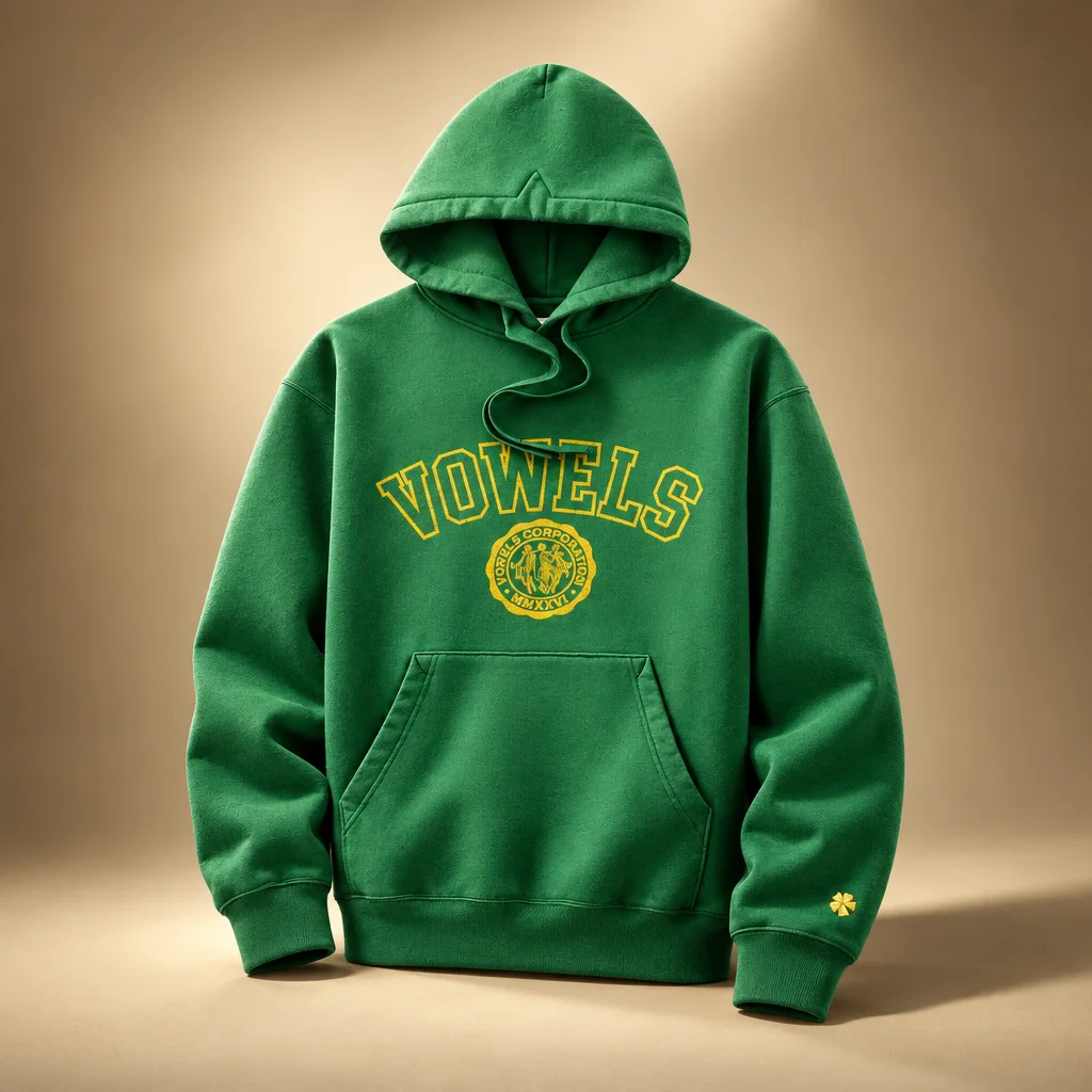 vowels Faded Collegiate Hoodie - Green