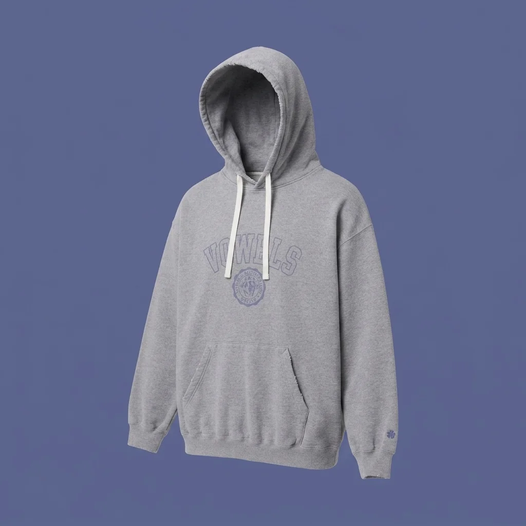 vowels Faded Collegiate Hoodie - Grey Heather