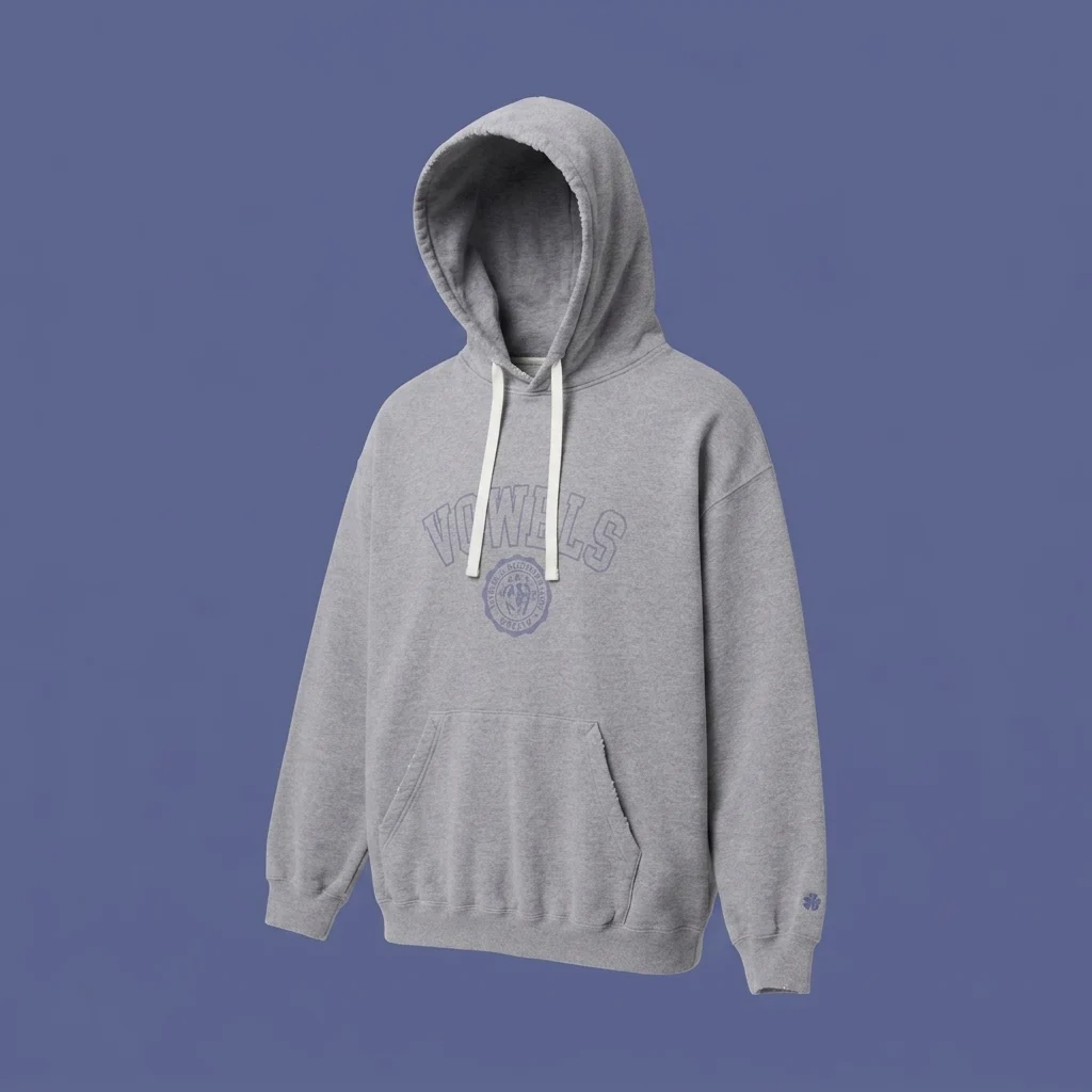 vowels Faded Collegiate Hoodie - Grey Heather