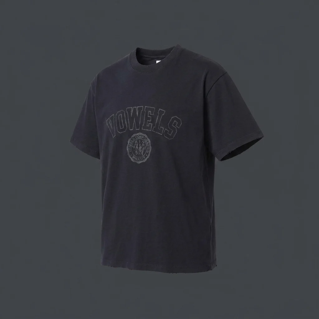 vowels Faded Collegiate Tee - Black