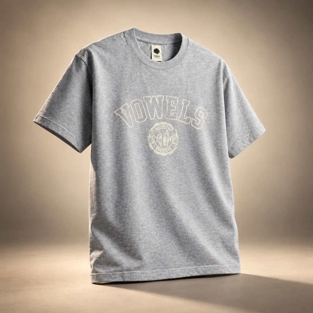 vowels Faded Collegiate Tee - Grey Heather