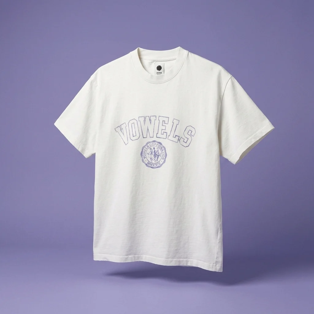 vowels Faded Collegiate Tee - White
