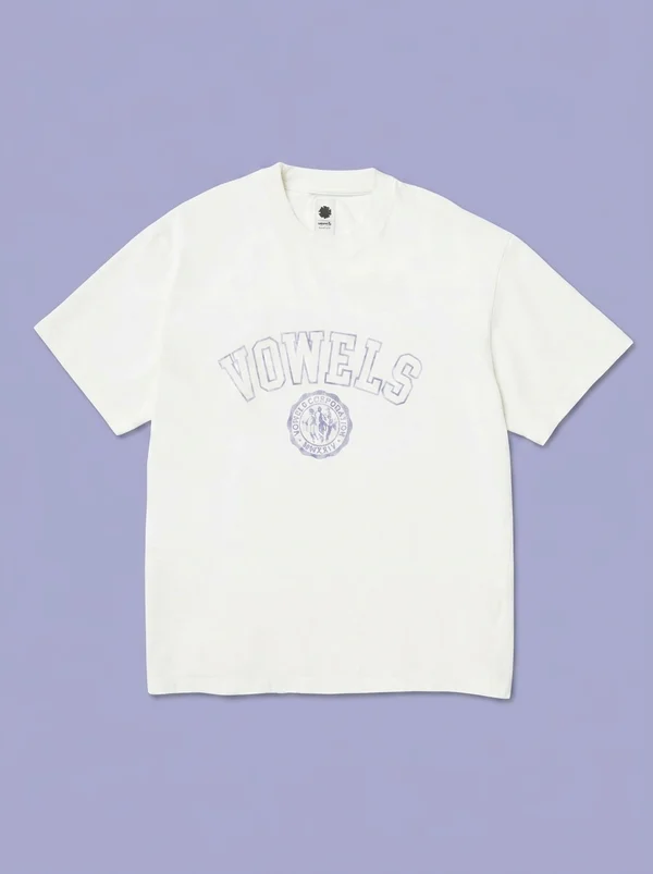 vowels Faded Collegiate Tee - White