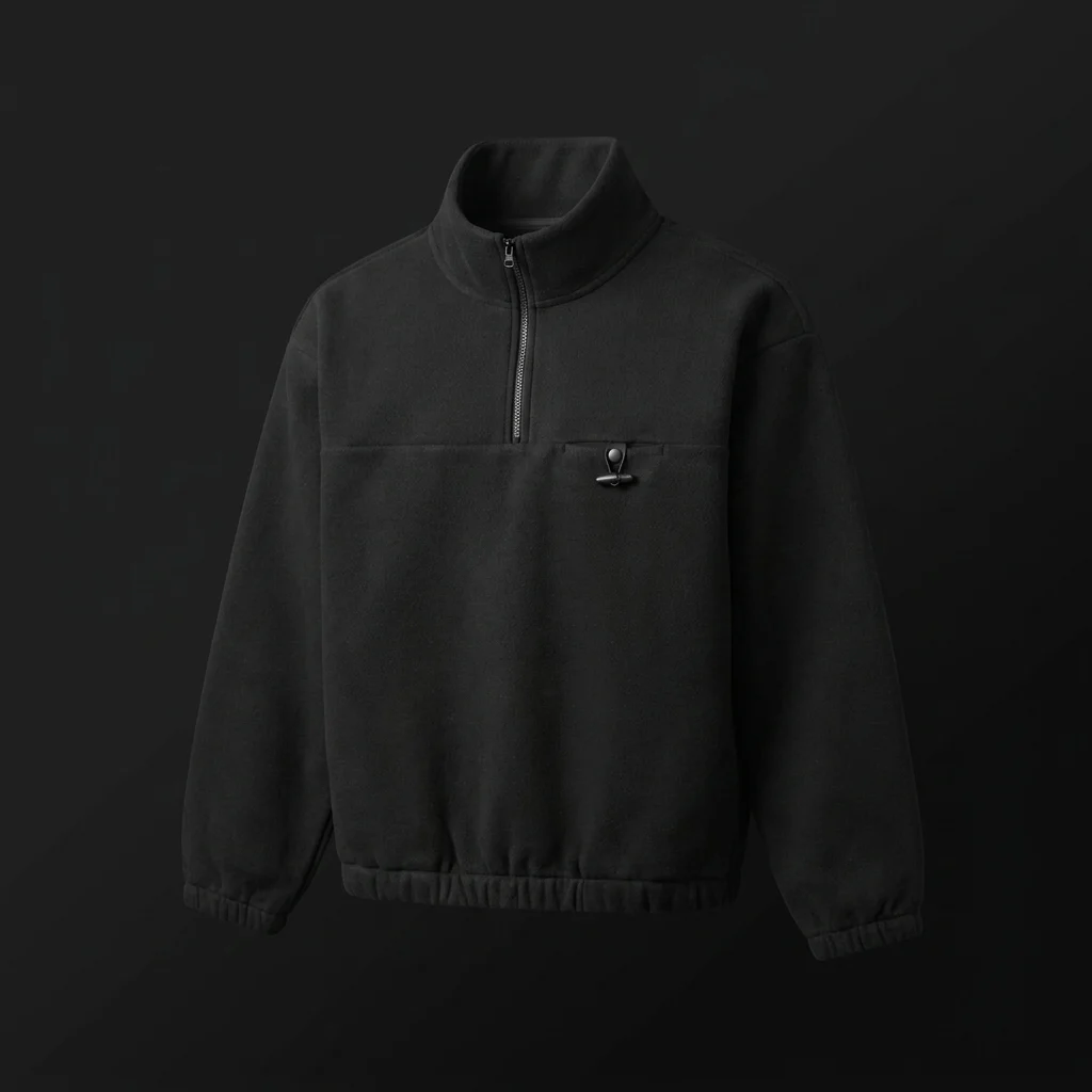 vowels Fleece Quarter Zip - Black
