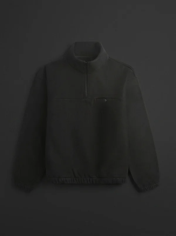 vowels Fleece Quarter Zip - Black