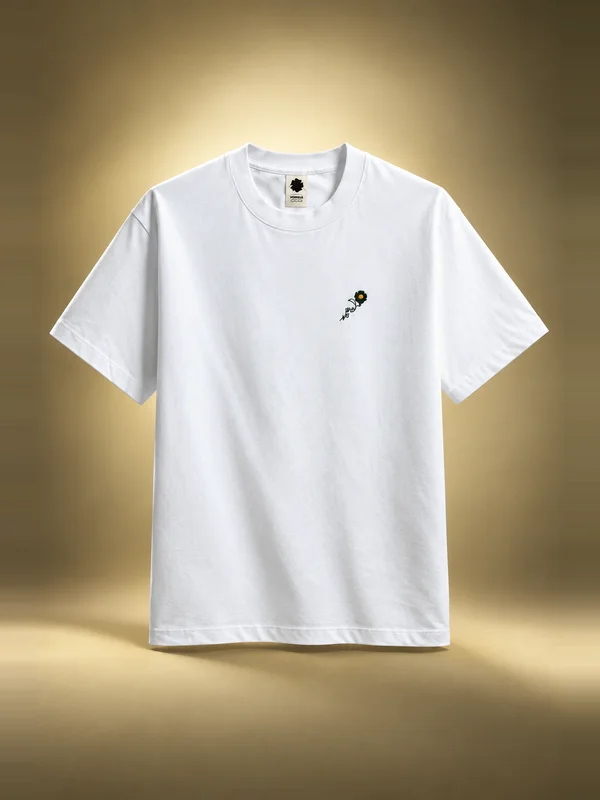 vowels Floral Embroidered Tee - White