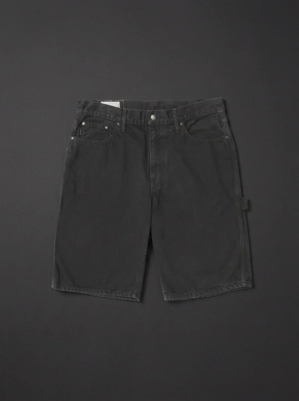 vowels Overdyed Painter Short - Black