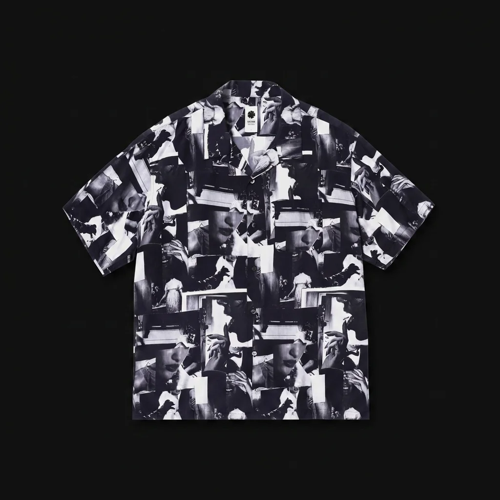 vowels Printed Still Shirt - Black