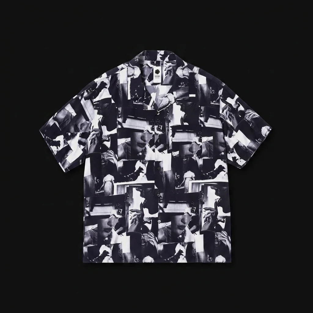 vowels Printed Still Shirt - Black