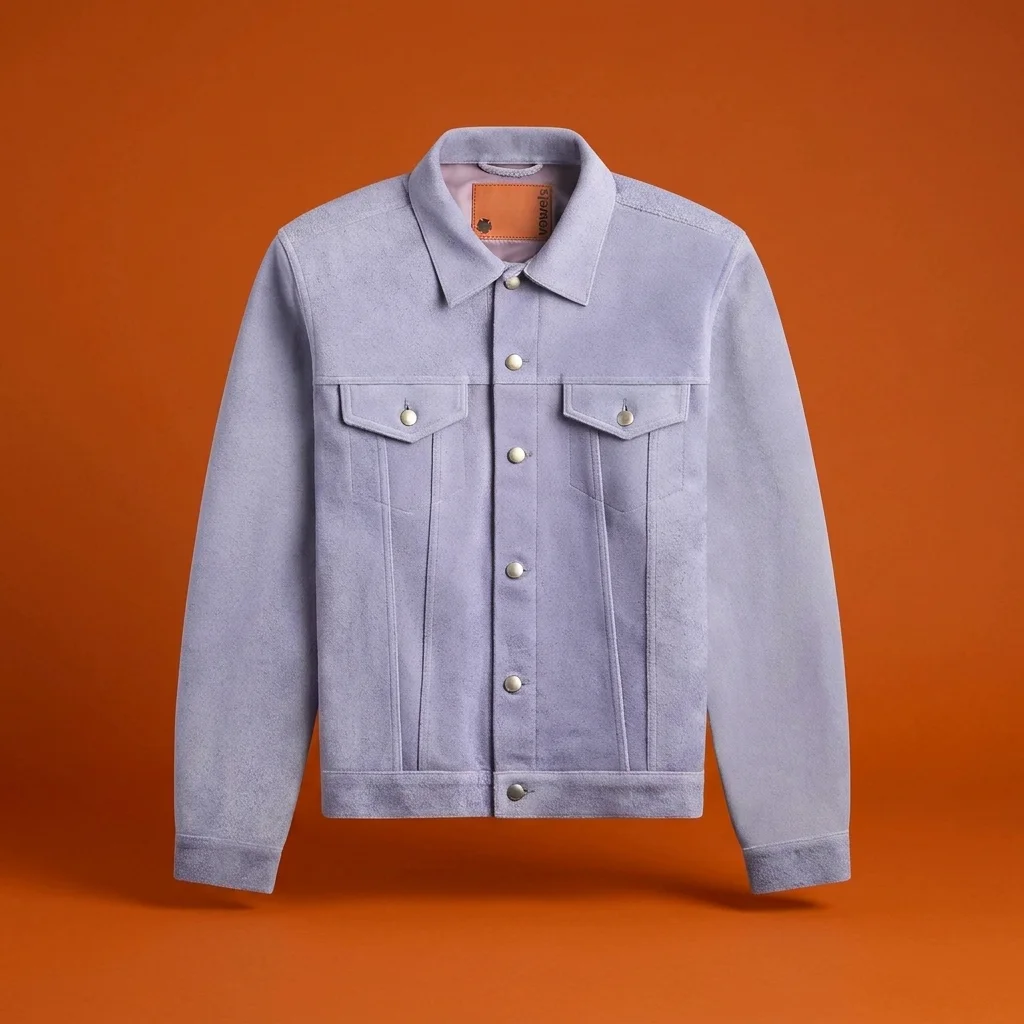 vowels Suede Trucker Jacket - Purple
