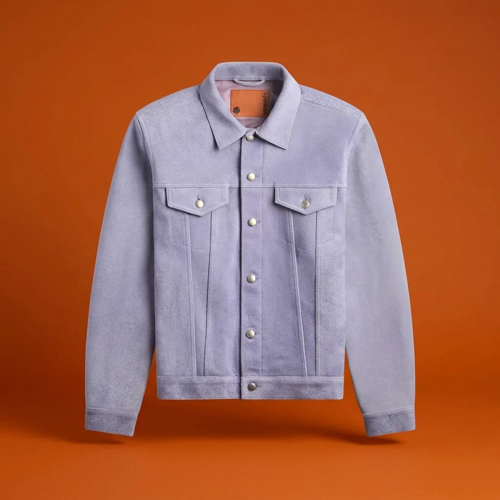 vowels Suede Trucker Jacket - Purple