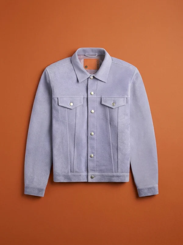 vowels Suede Trucker Jacket - Purple