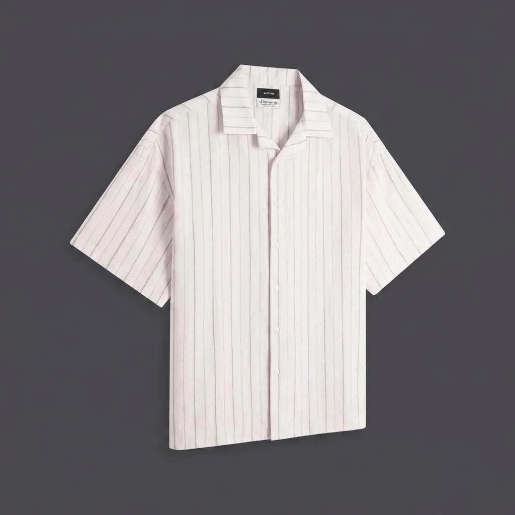 Willy Chavarria Camp Collar Short Sleeve Shirt - White / Black Stripe