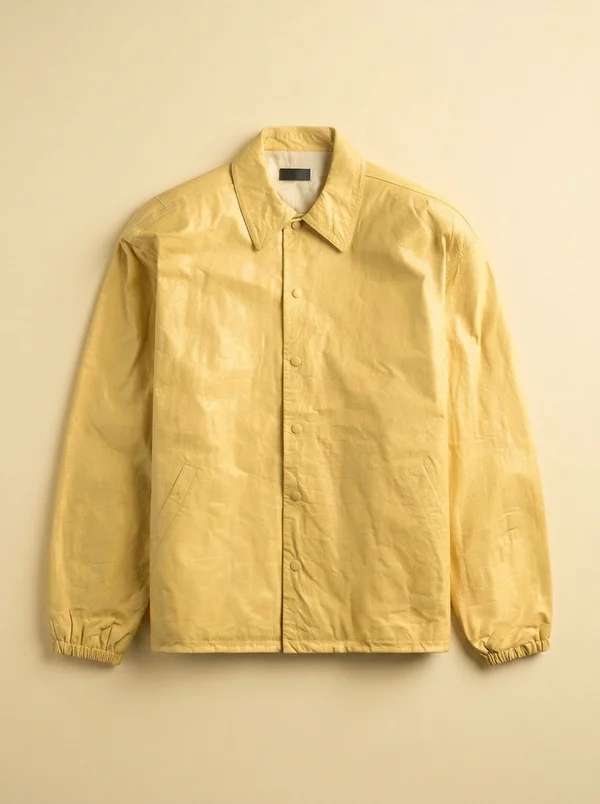 Willy Chavarria Leather Coach Jacket - Butter